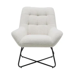 Fauteuil tissu effet laine bouclette blanc