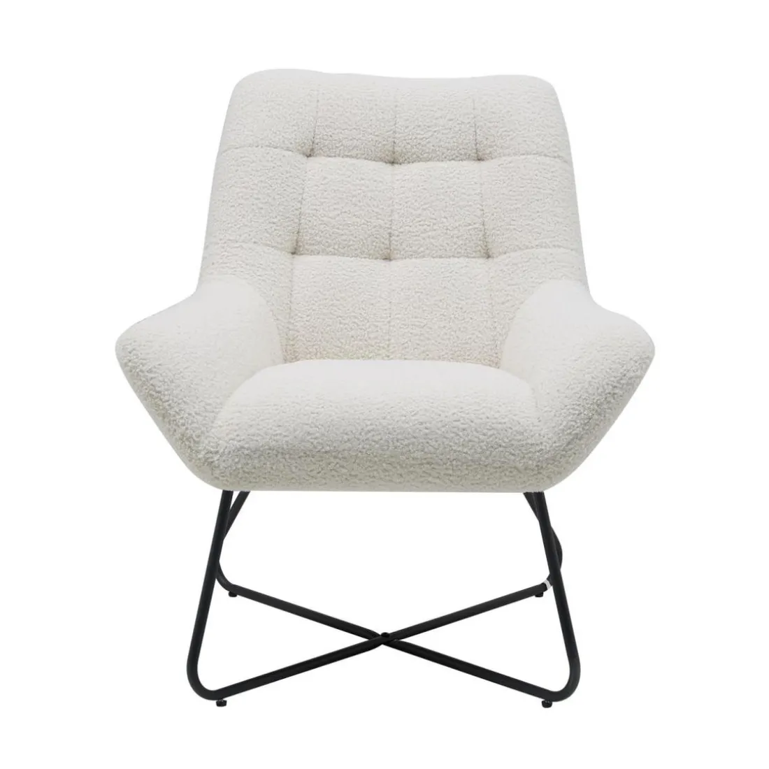 Fauteuil tissu effet laine bouclette blanc