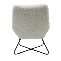 Fauteuil tissu effet laine bouclette blanc