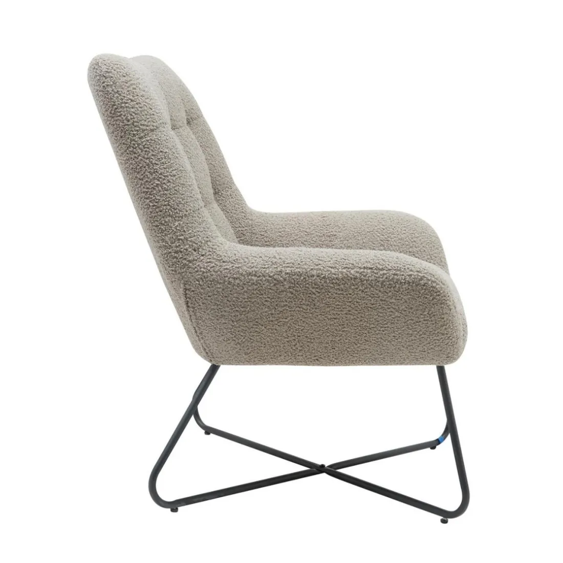Fauteuil tissu effet laine bouclette gris foncé