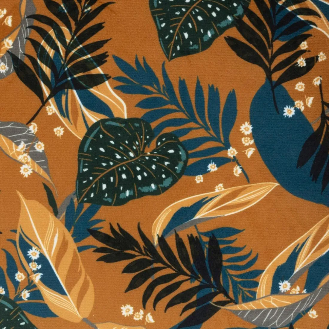 Fauteuil tissu velours à motifs jungle