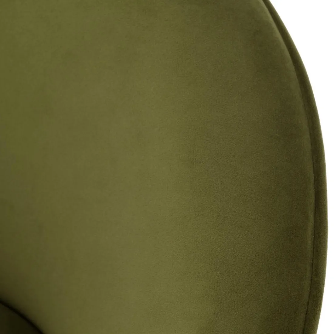 Fauteuil tissu velours vert olive pieds croisés métal noir AGATHE