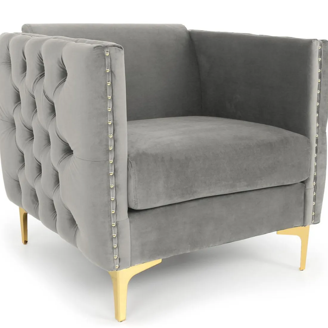 Fauteuil Velours Gris MURRAY