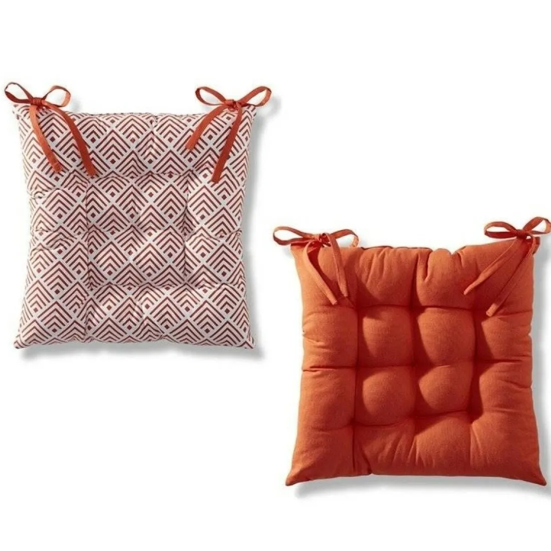 Galette de chaise capitonnée réversible Becquet - Orange
