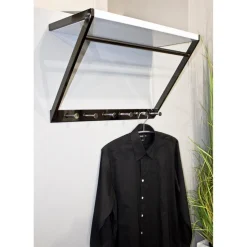 garderobe murale acier 1 étagère et 6 crochets noir