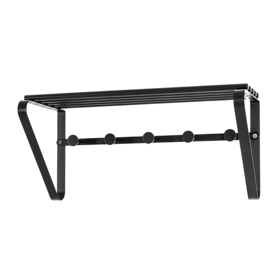 Garderobe murale avec 5 crochets et support-chapeaux en Acier époxy Noir