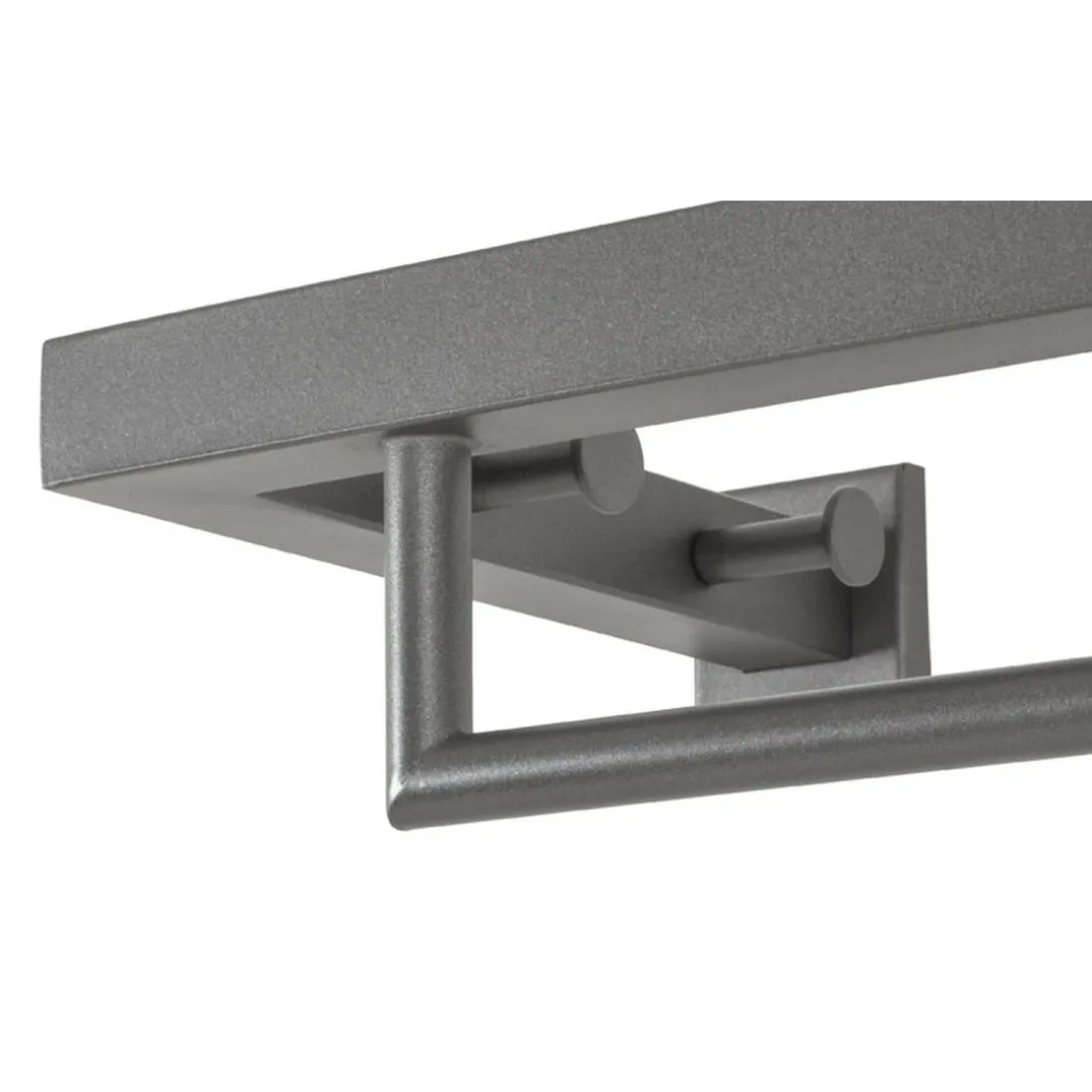 Garderobe murale avec 1 tringle et miroir integré à côté en tube d'acier époxy Gris anthracite