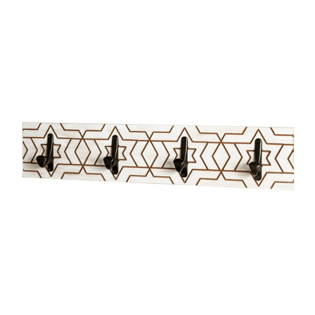 Garderobe murale avec motif et 4 crochets en métal noir