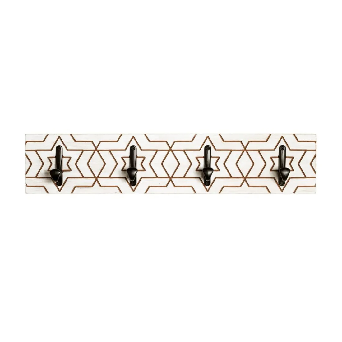 Garderobe murale avec motif et 4 crochets en métal noir