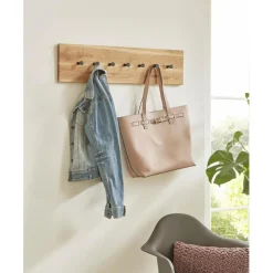 garderobe murale chêne et métal noir