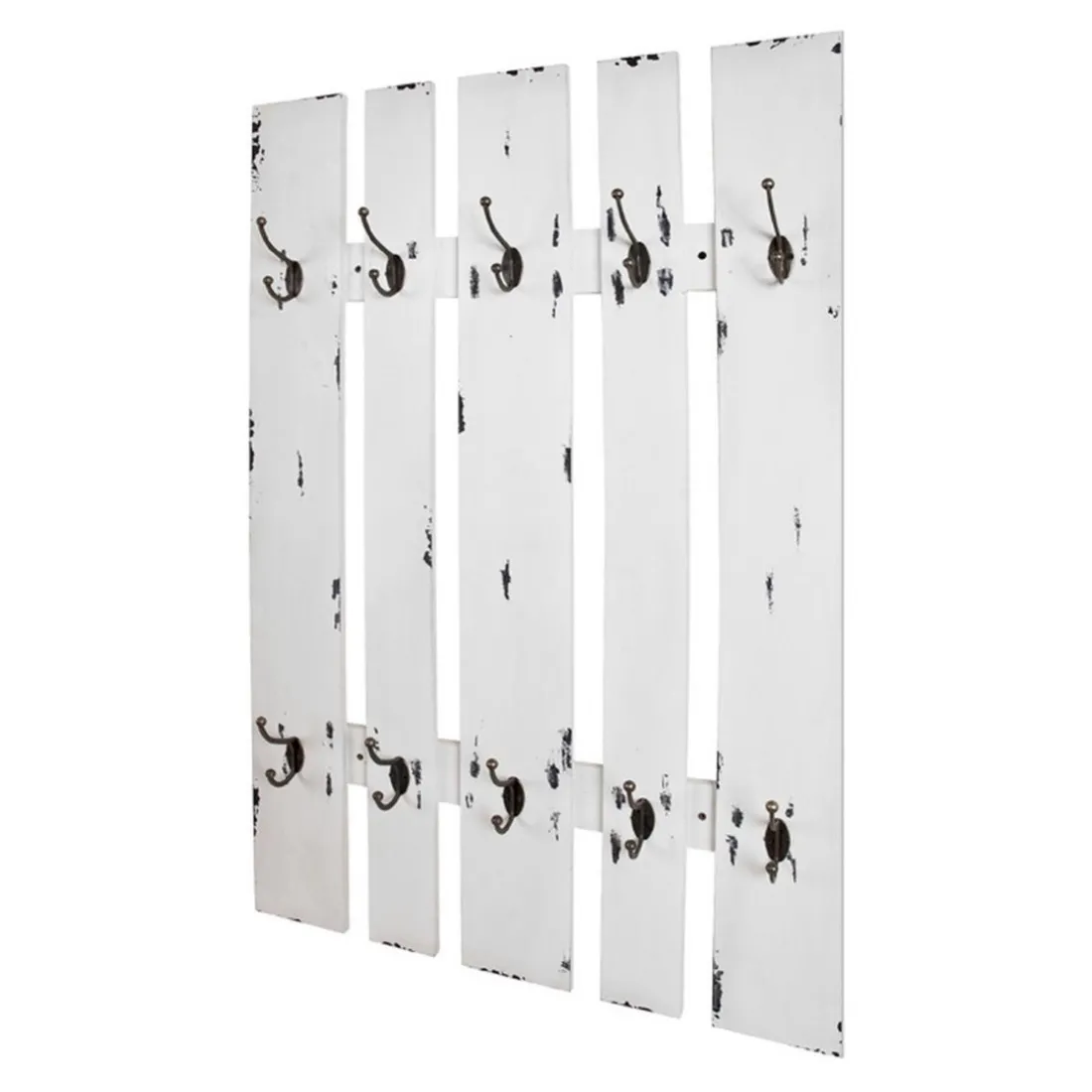garderobe murale effet bois vieilli blanc 10 crochets