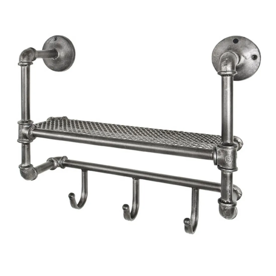 Garderobe murale en acier laqué anthracite 1 compartiment et 3 crochets