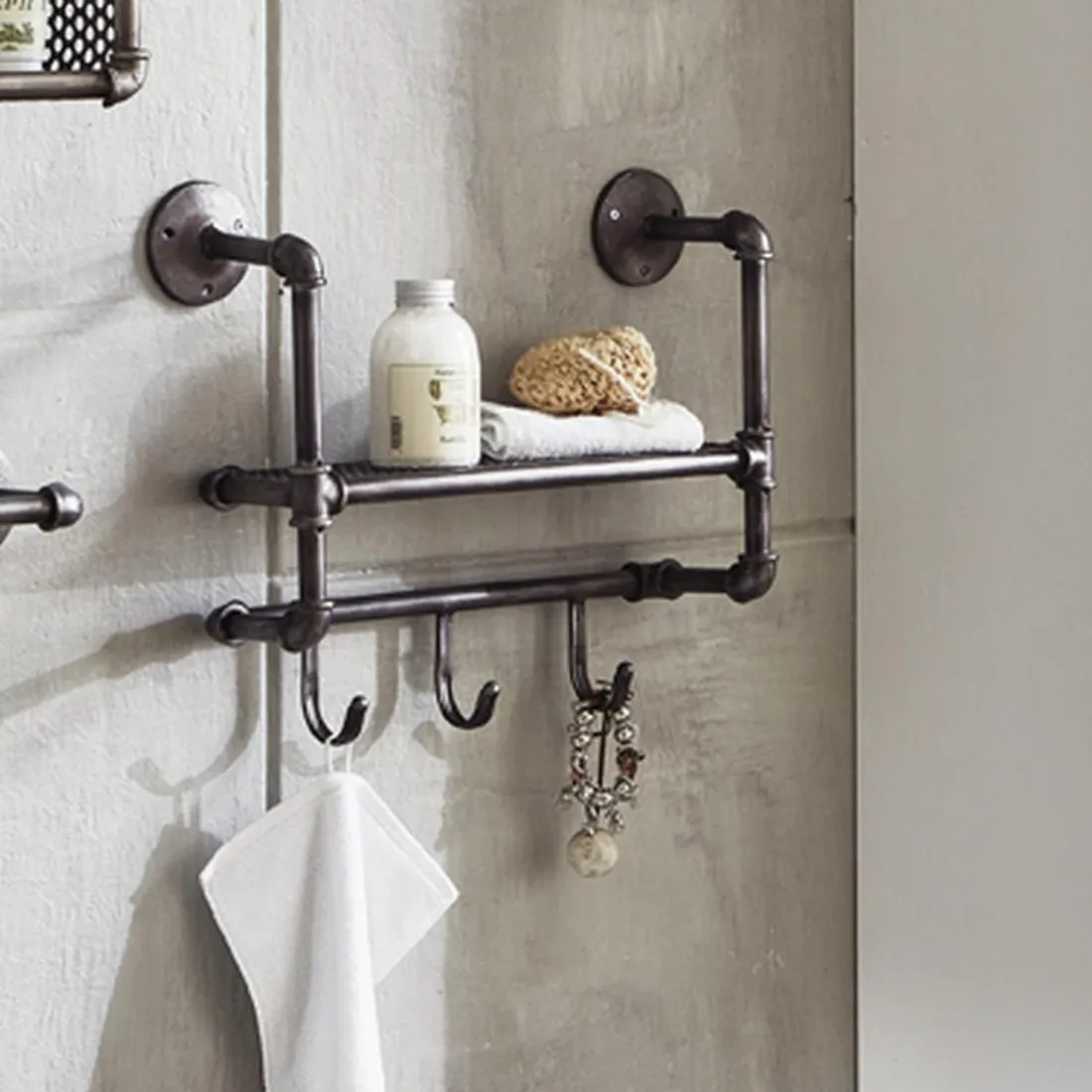 Garderobe murale en acier laqué anthracite 1 compartiment et 3 crochets