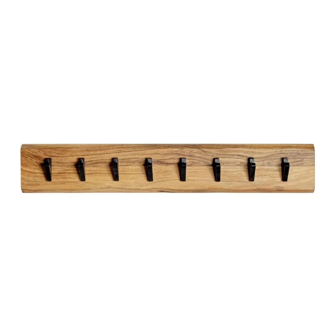 Garderobe murale en bois et 8 crochets en métal noir
