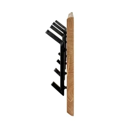 Garderobe murale en bois et 4 crochets en métal noir