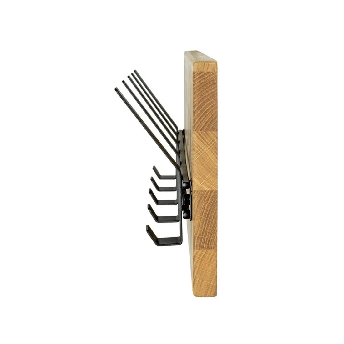 Garderobe murale en bois avec 5 crochets métal noir