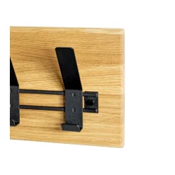 Garderobe murale en bois avec 5 crochets métal noir
