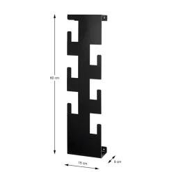 Garderobe murale en métal noir avec 6 crochets