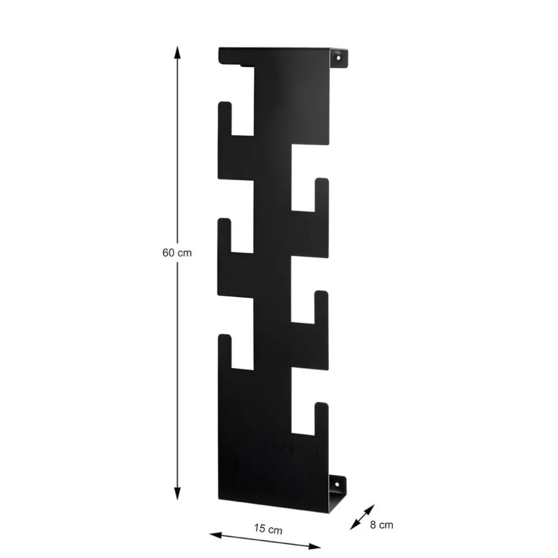 Garderobe murale en métal noir avec 6 crochets