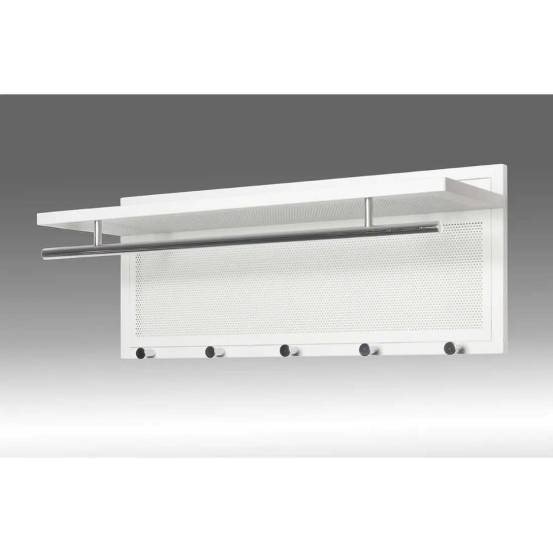 Garderobe murale en tube d'acier peint par poudrage en blanc