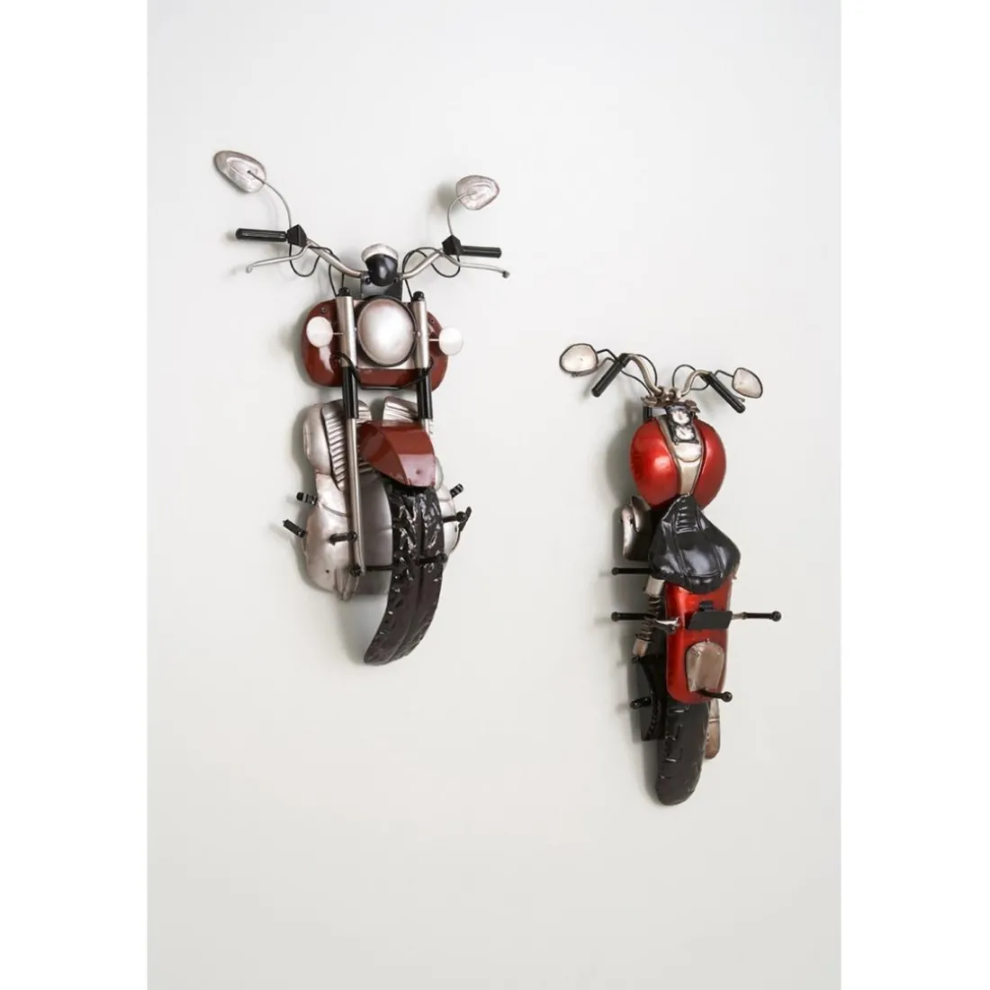 Garderobe murale Motard 3 crochets rouge