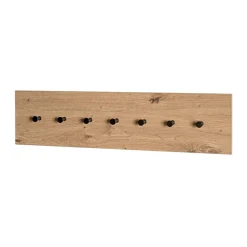 Garderobe murale métal et bois 7 crochets noirs