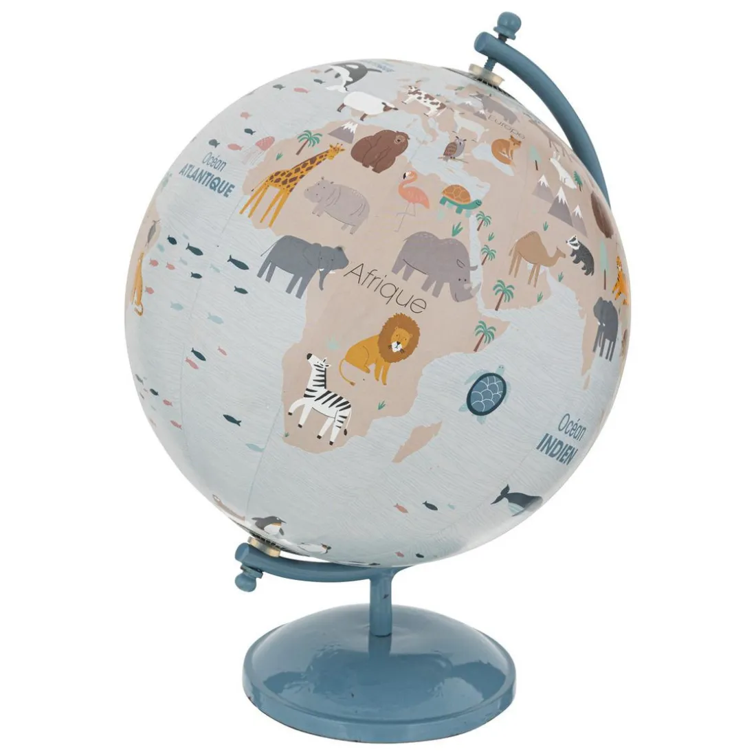 Globe Bleu en métal