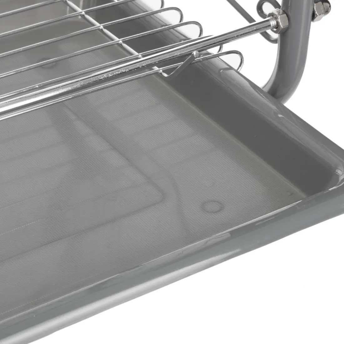 Égouttoir métal 2 niveaux avec plateau gris