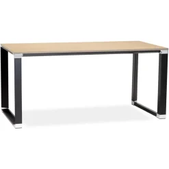 Grand bureau de direction droit 'XLINE' 200 en bois finition naturelle et structure noire