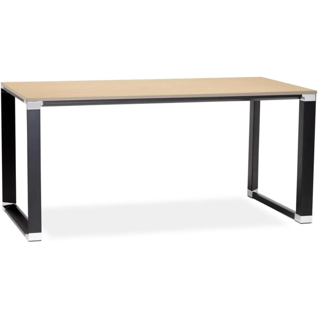 Grand bureau de direction droit 'XLINE' 200 en bois finition naturelle et structure noire