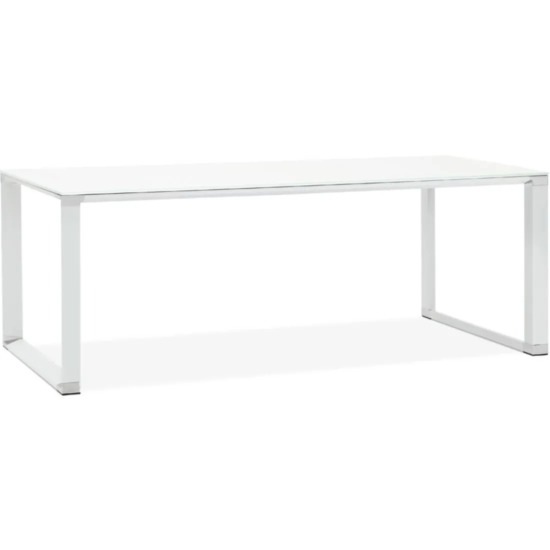 Grand bureau de direction droit 'XLINE' en verre blanc