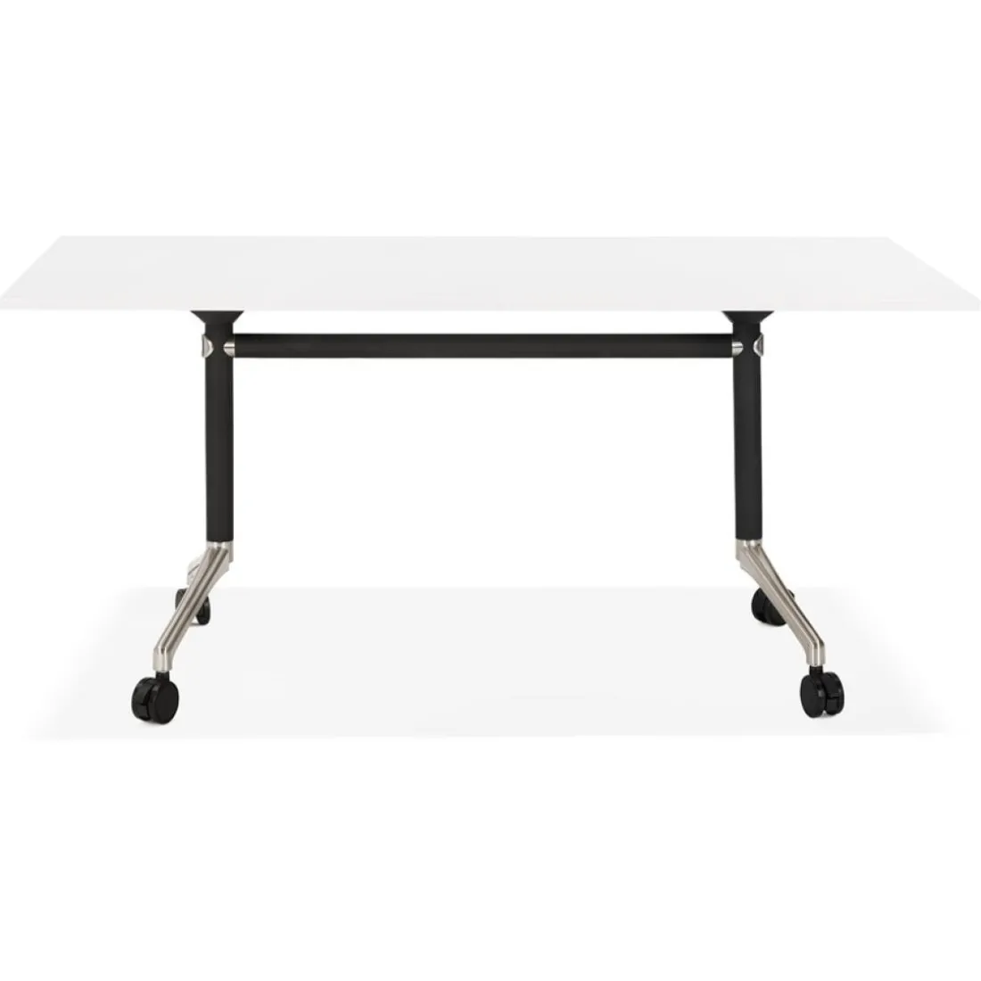 Grand bureau pliable 'FLEXO' blanc sur roulettes