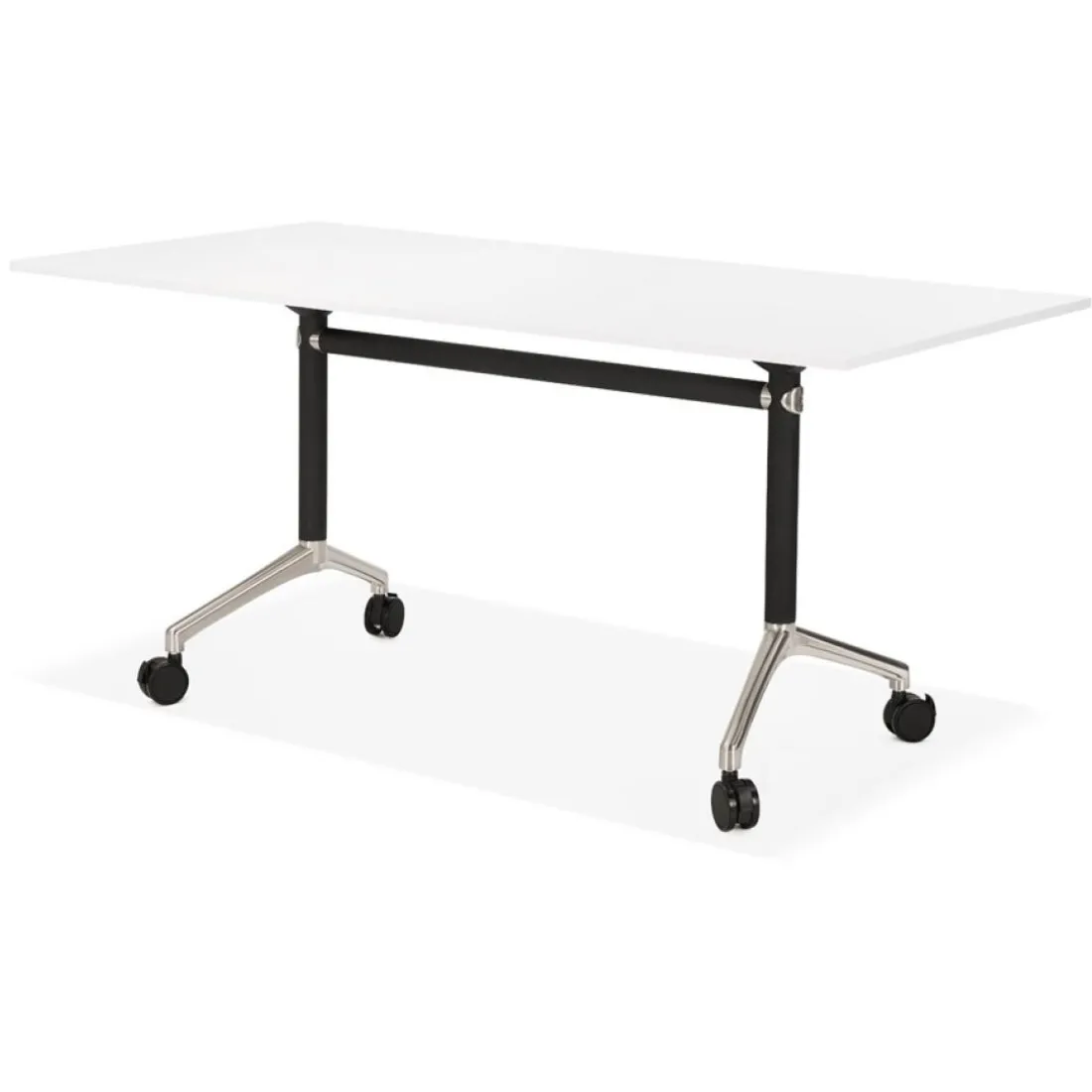 Grand bureau pliable 'FLEXO' blanc sur roulettes