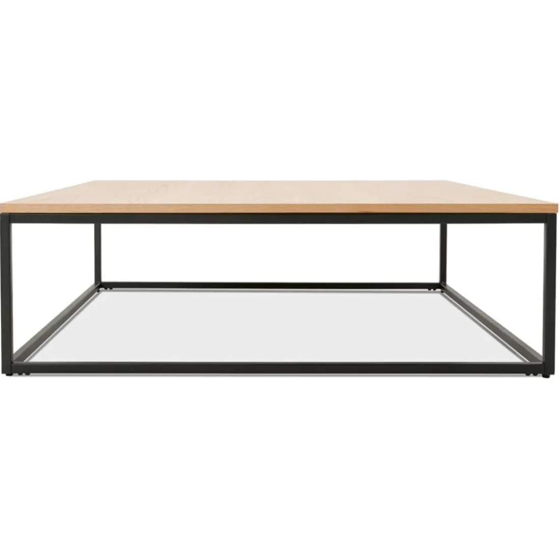 Grande table basse style industriel 'TRIBECA' en bois finition naturelle et métal noir