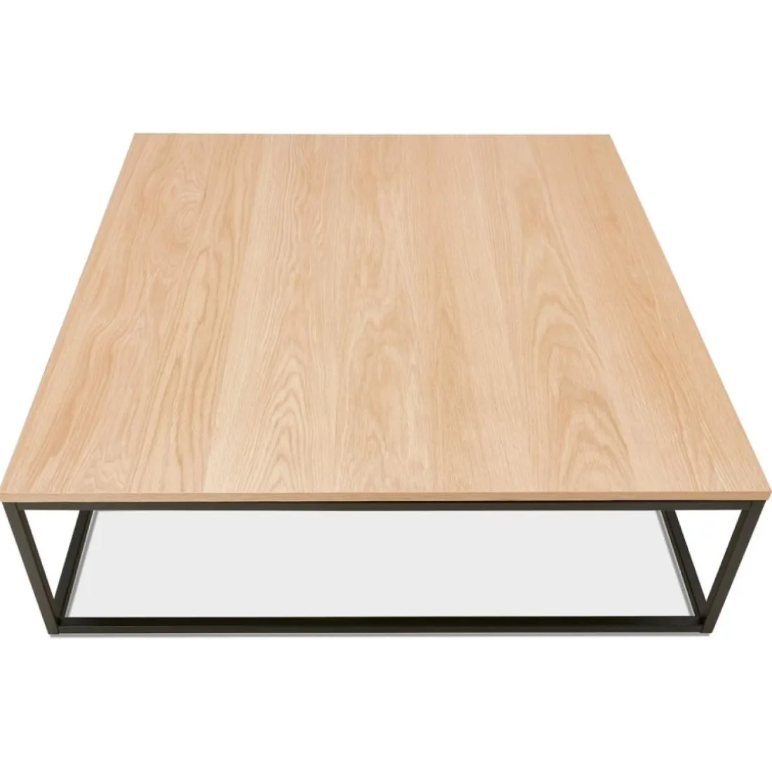 Grande table basse style industriel 'TRIBECA' en bois finition naturelle et métal noir