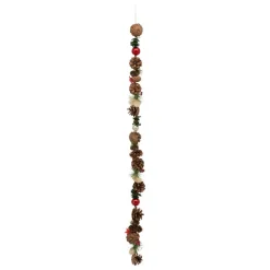 Guirlande de Noël bois pomme de pin rouge