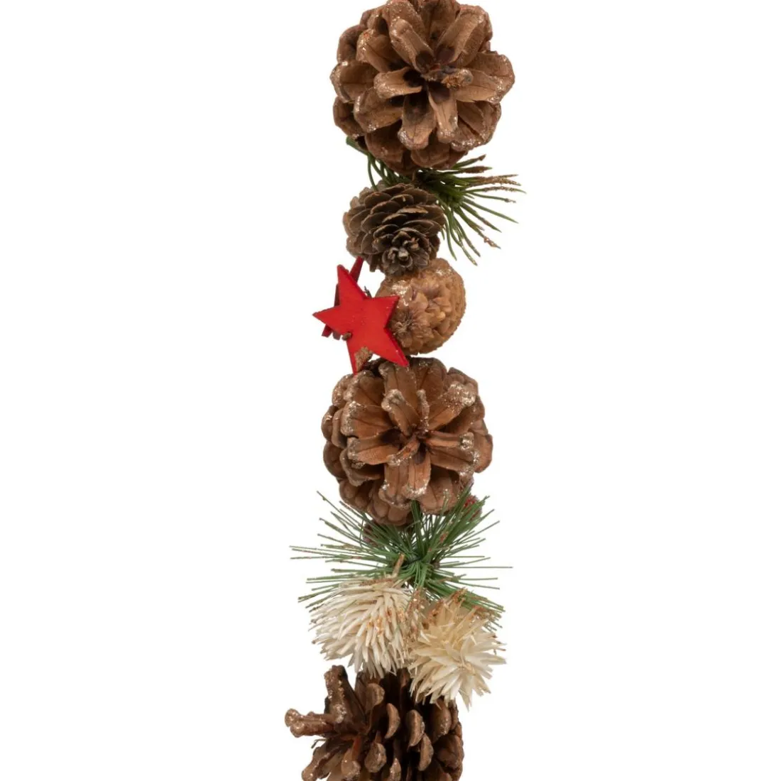 Guirlande de Noël bois pomme de pin rouge