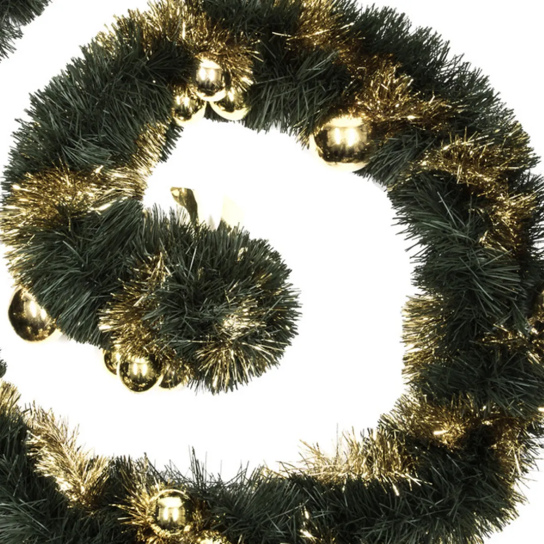 Guirlande de Noël verte boules or