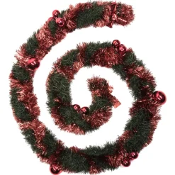 Guirlande de Noël verte boules rouges en plastique