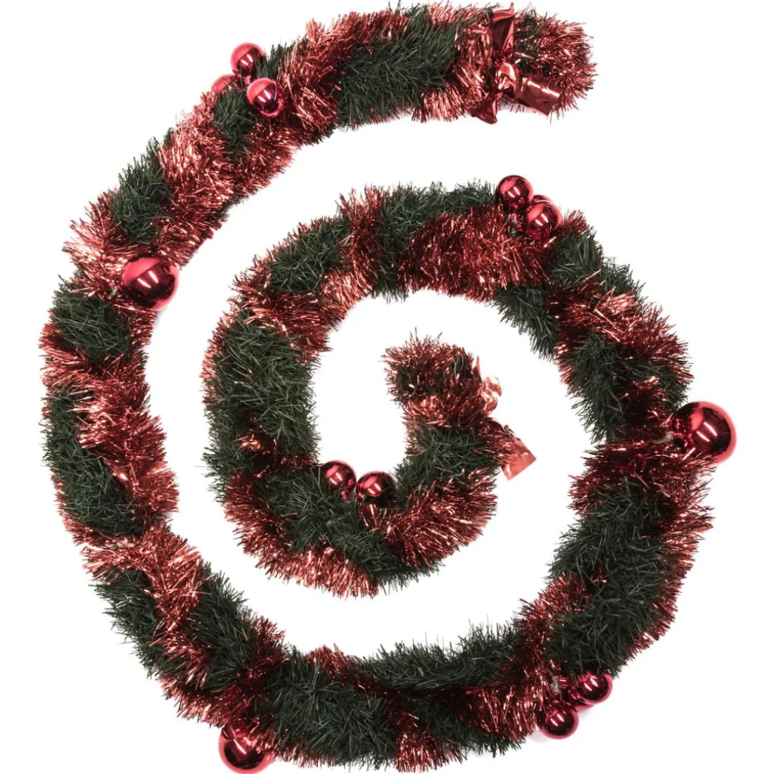 Guirlande de Noël verte boules rouges en plastique
