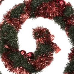 Guirlande de Noël verte boules rouges en plastique