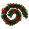 Guirlande de Noël verte noeuds rouge en plastique