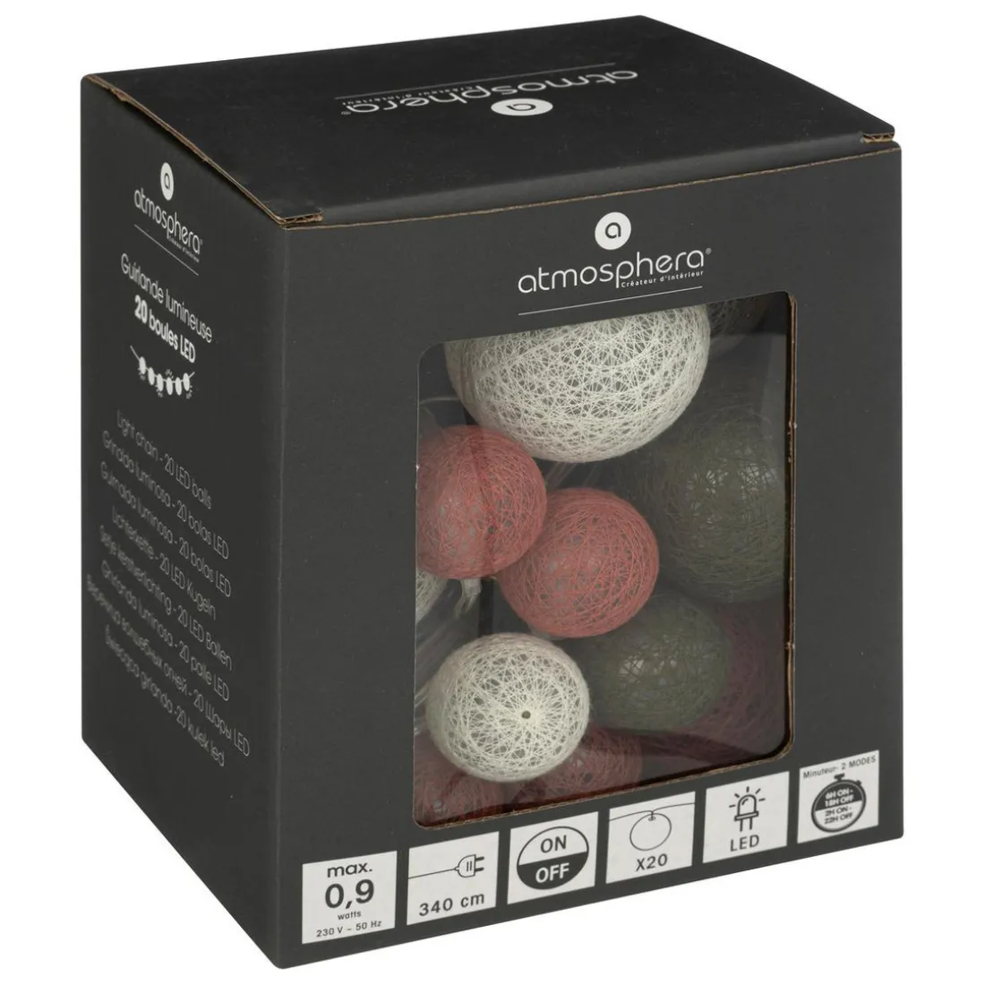 Guirlande LED en coton Multicolore
