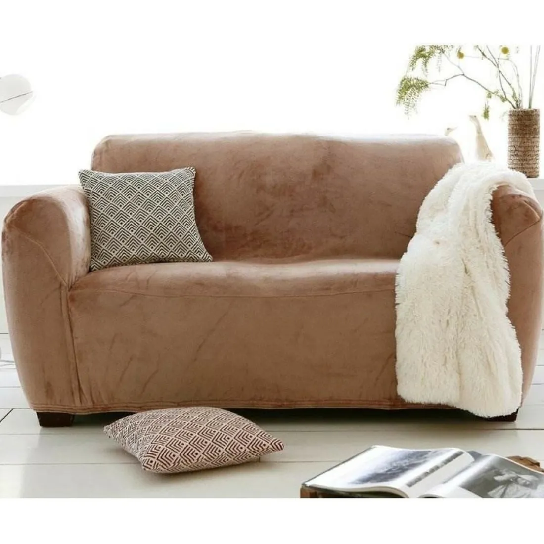 Housse de canapé extensibles intégrales - Beige