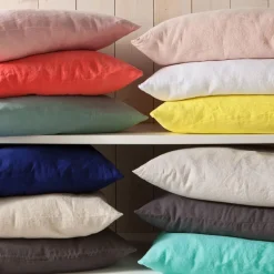 Housse de coussin lin lavé - beige