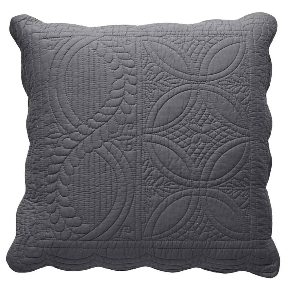 Housse d'oreiller et de coussin en boutis uni coton - Gris foncé