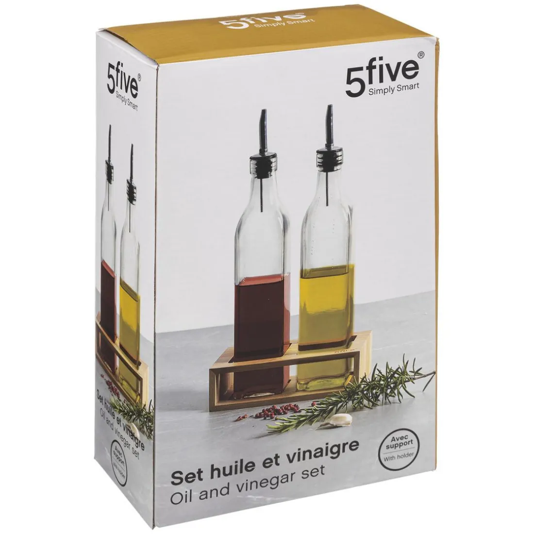 Huile / vinaigre en verre et bambou