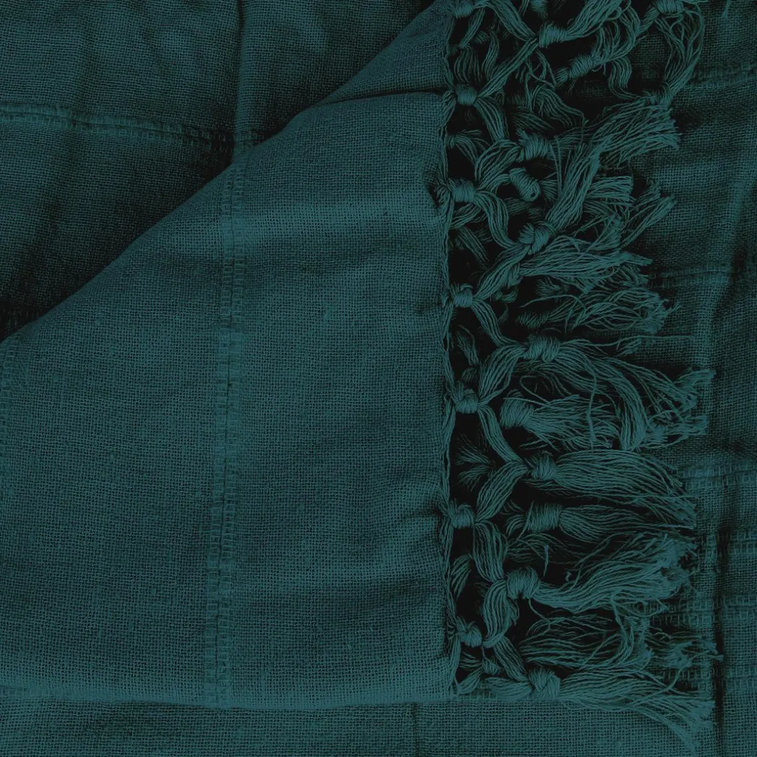 Jeté de lit en coton 160x220 - bleu canard