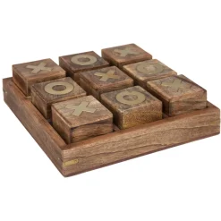 Jeu Morpion Bois 23x23 Beige Moyen