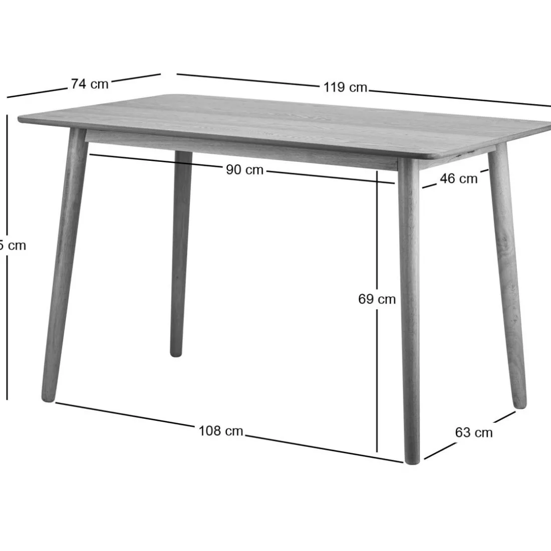 La table à manger BONIFACIO design rustique et épuré Facile à monter 4 personnes